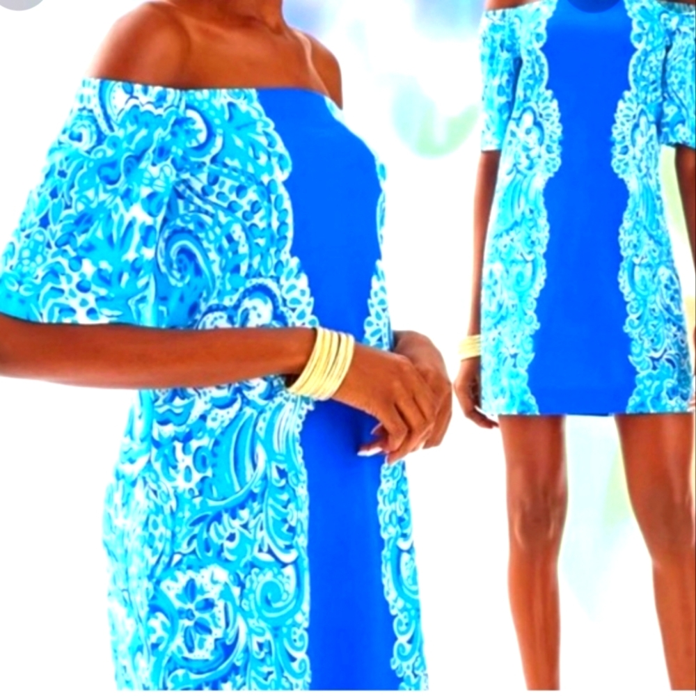 Gorgeous Lilly Pulitzer Brilliant Blue Tiana Off Shoulder Dress NWT!